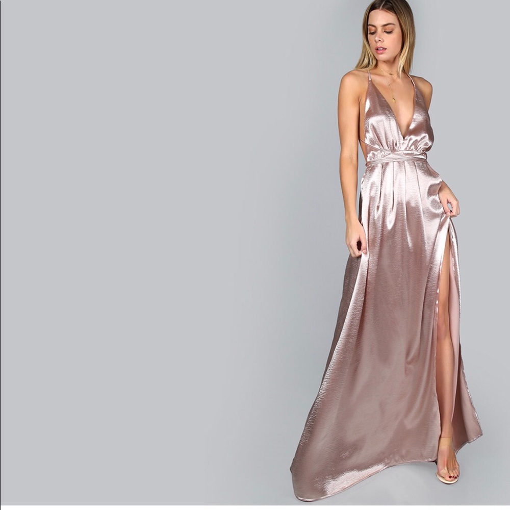 Silk light pink Maxi Dress